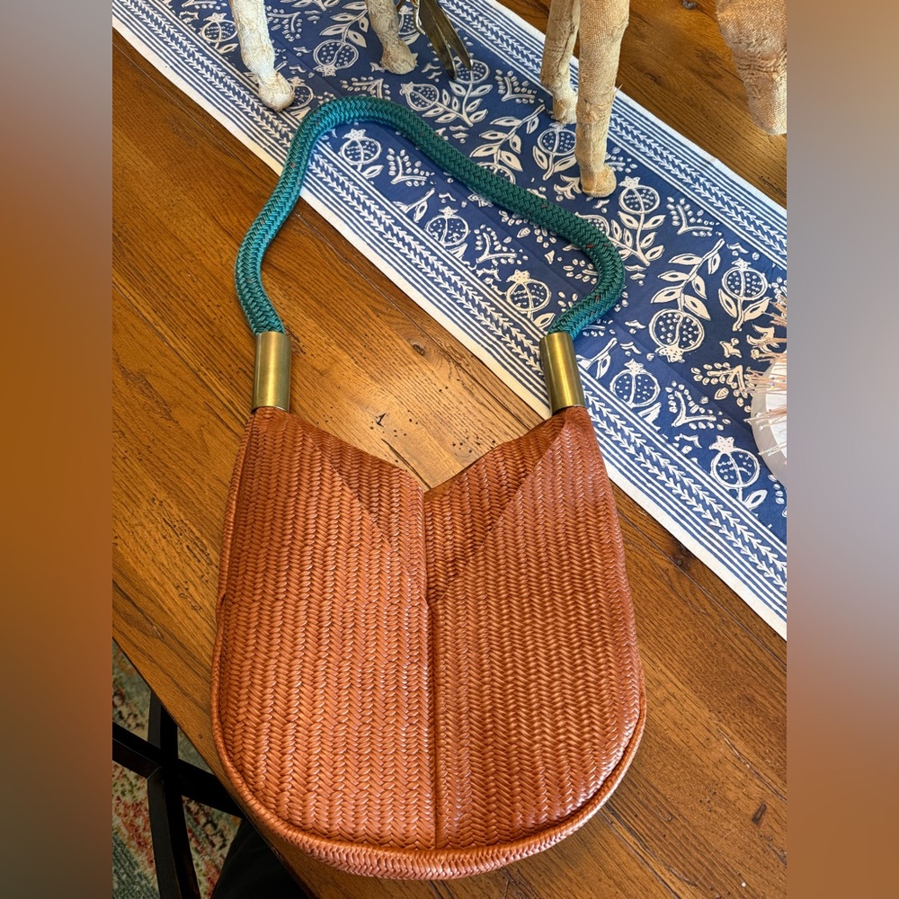 Original Wildwood Crossbody Bag in Brown Basketweave Leather